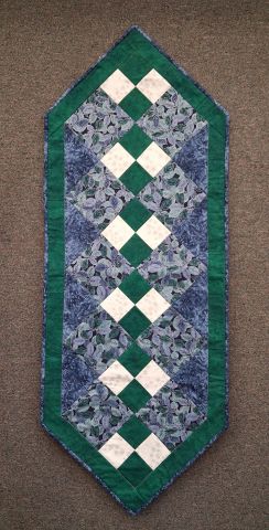 Table Runner - Blues and Green Christmas pattern 21 x 56