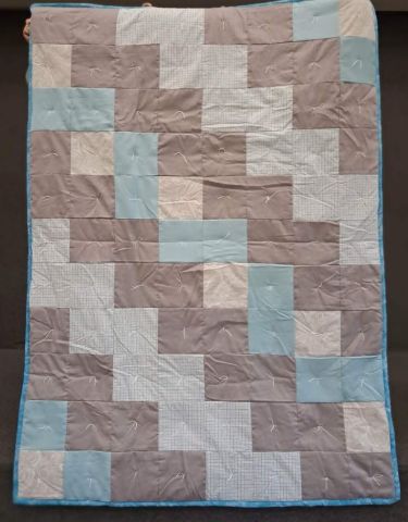 Comforter - Blue, Tan, Gray 60 x 80