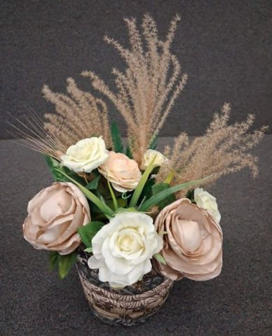 Quilted Basket with Flowers