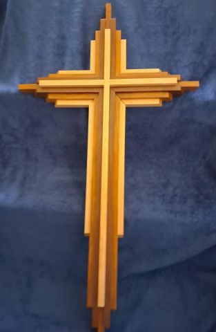Handcrafted tri-color wood cross