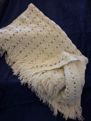 Off-white crocheted Afghan