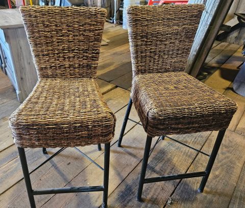 Two bamboo bar stools