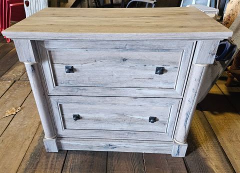 Two drawer white end table
